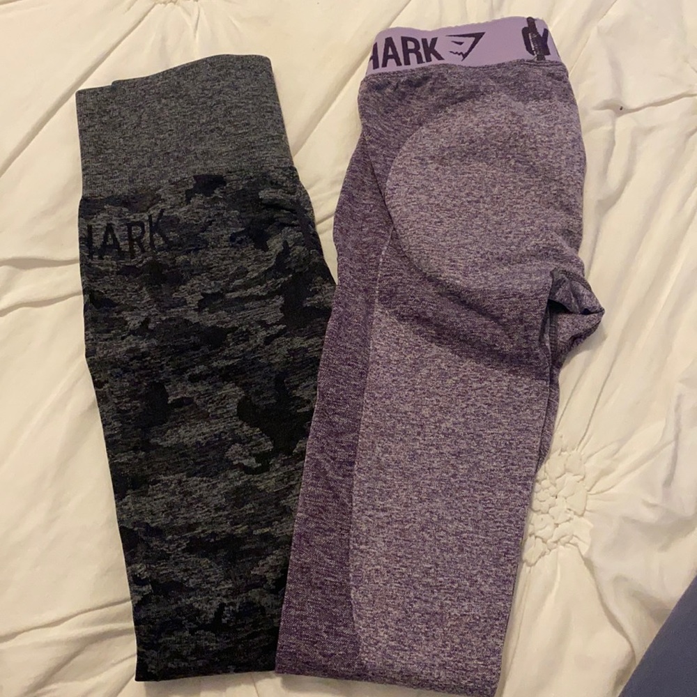 GymShark Black Camo Seamless and Purple Leggings with Defect